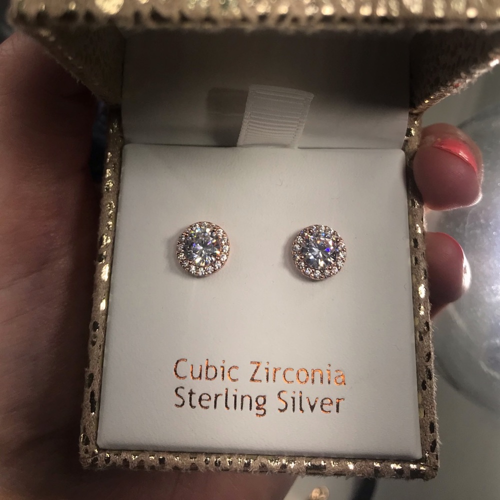 Rose Gold Studs (Sterling Silver) View 2